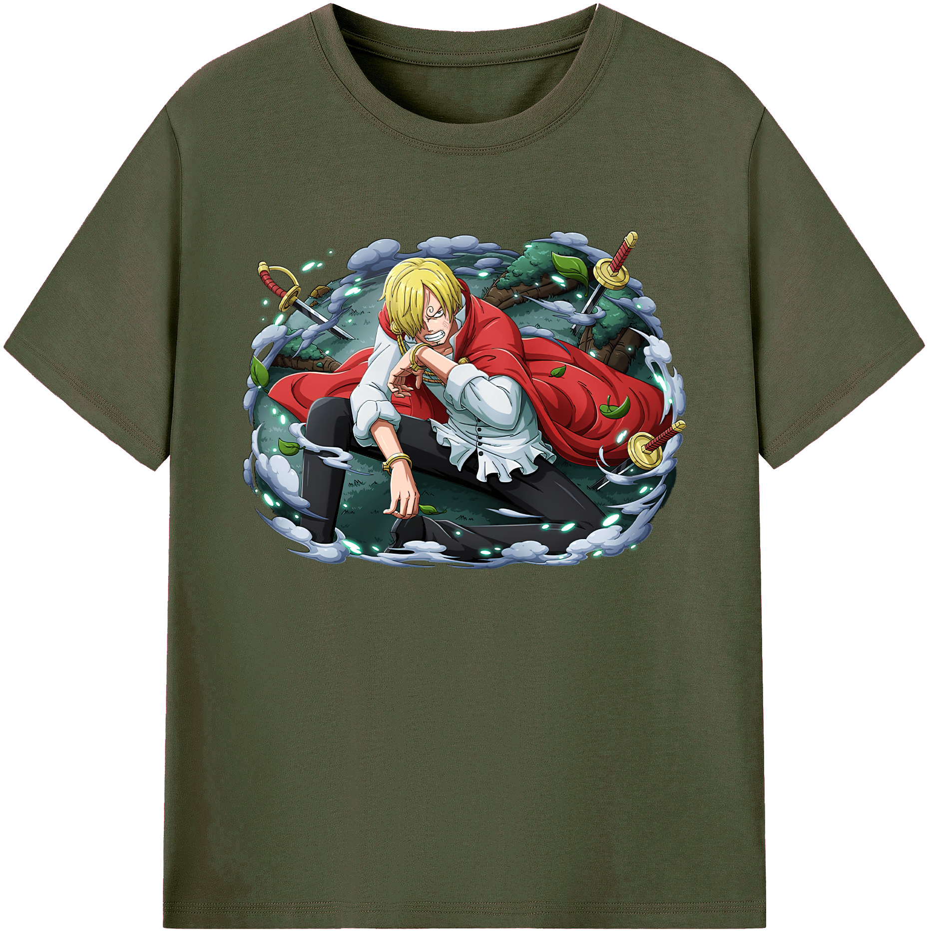 （画像用） ワンピース サンジ ONE PIECE Sanji 綿100％ メンズ半袖Tシャツ｜肌触りやわらか＆通気性